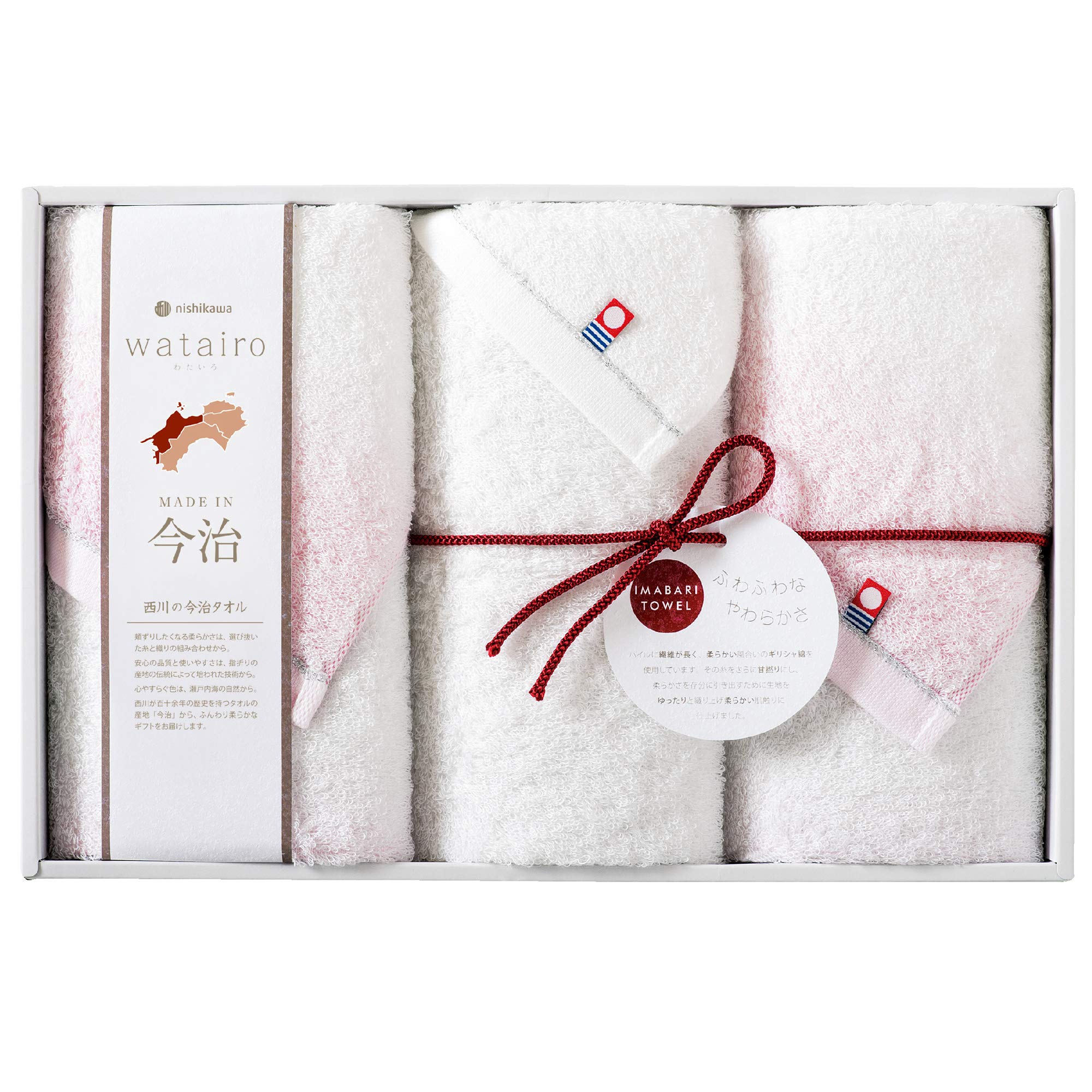 

Подарочный набор полотенец Nishikawa Imabari, 3 штуки, хлопковые, пушистые, сделано в Японии, подарочная упаковка, розовый TBF3998011P [Nishikawa] 100%