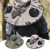 Double Fan Sun Hat For Men Summer Outdoor Fishing Sun Protection Visor Fisherman Hat 15CM Wide Brim Breathable Bucket Hat Male