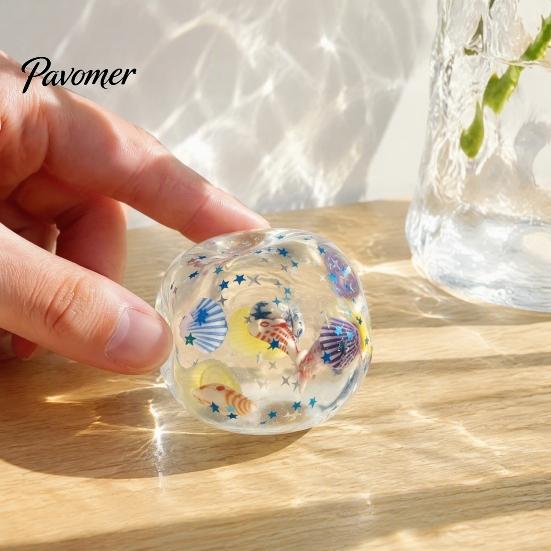 Stress Relieving Gadget Ocean Theme Relief Ball, Soft Shapeable Ball Sensory Toy, Toy No Rebound Transparent Squeeze for Anxiety Reduction