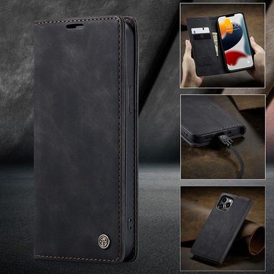 Kožené pouzdro Caseme Shockproof Flip Wallet pro iPhone 15 14 13 12 11 Pro Max XR XS MAX 7 8 Plus SE2 Samsung S23 S22 S21 S20 Ultra Plus A13 A53 A14 A54