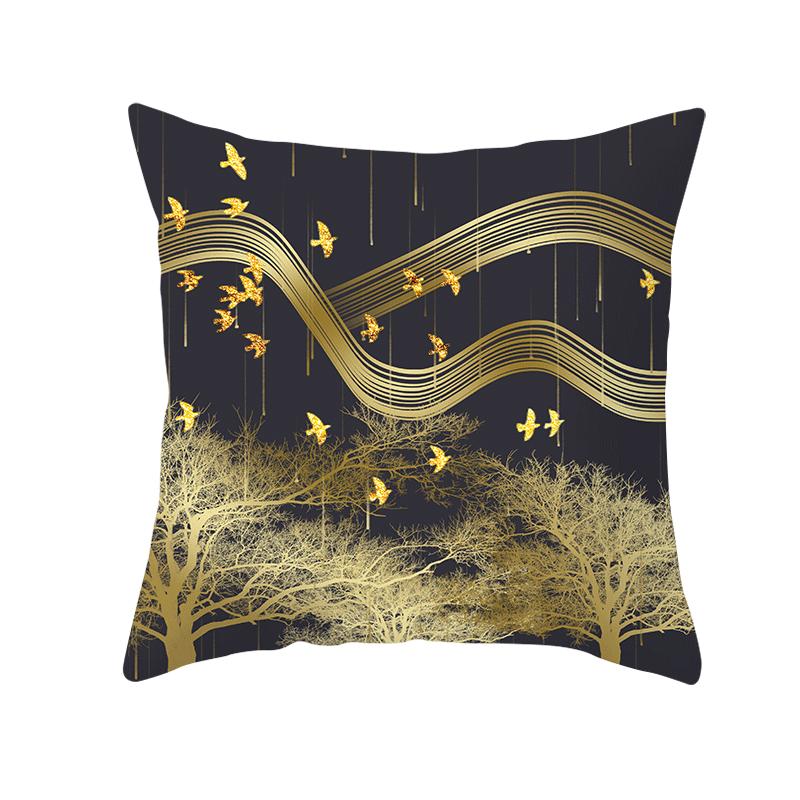 

New Modern Lamp Luxury Gold Line Pillow Cover Home Sofa Pillow Cushion Cover Premium Durable Quality Useful Practical 45cmX45cm without pillow core