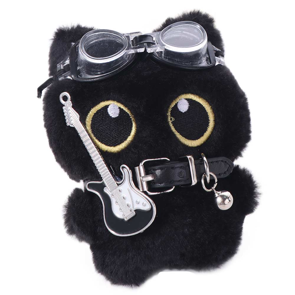 Punk Rock Black Cat Plushies Stuffed Doll Cat Pendant Kid Gift Cat Plush Keychain  Boy Girl