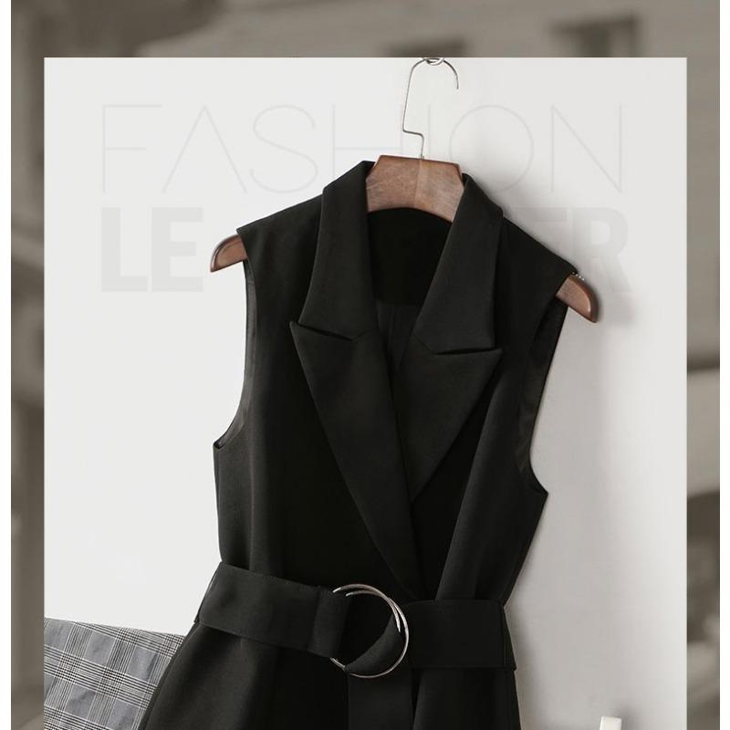 Suit Vest for Women Spring and Trendy Design Flesh-covering Lace-up Layered Sleeveless Jacket