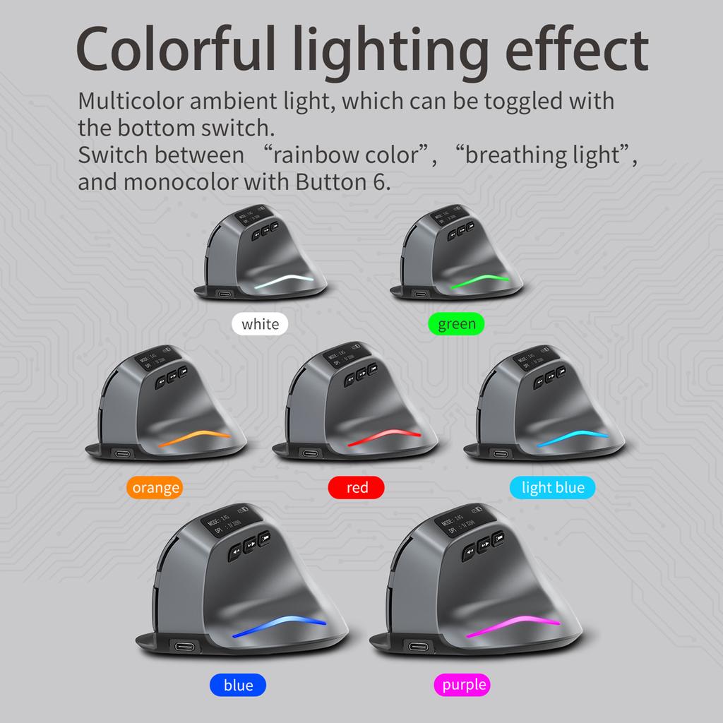 Display screen mouse ZELOTES F-26C Rechargeable display -mode wireless mouse with silent 2.4GHz BT gray mouse Mute the mouse