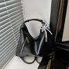 Casual Butterfly Knot Women's Backpack Lightweight Solid Color Tote Bag Soft Pu Crossbody Bag