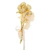 Imitation Pearl Tulip Flower Brooches For Women Elegant Rhinestone Floral Bouquet Lapel Pins Wedding Party Badge Jewelry Gifts