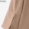 ZANZEA Damen Freizeit Rundhals 3/4 Ärmel Sommerbluse