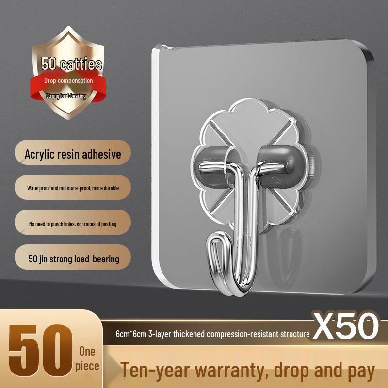 Strong Adhesive Transparent Wall Hook, No-Drilling, Traceless, Load-Bearing Kitchen Hook