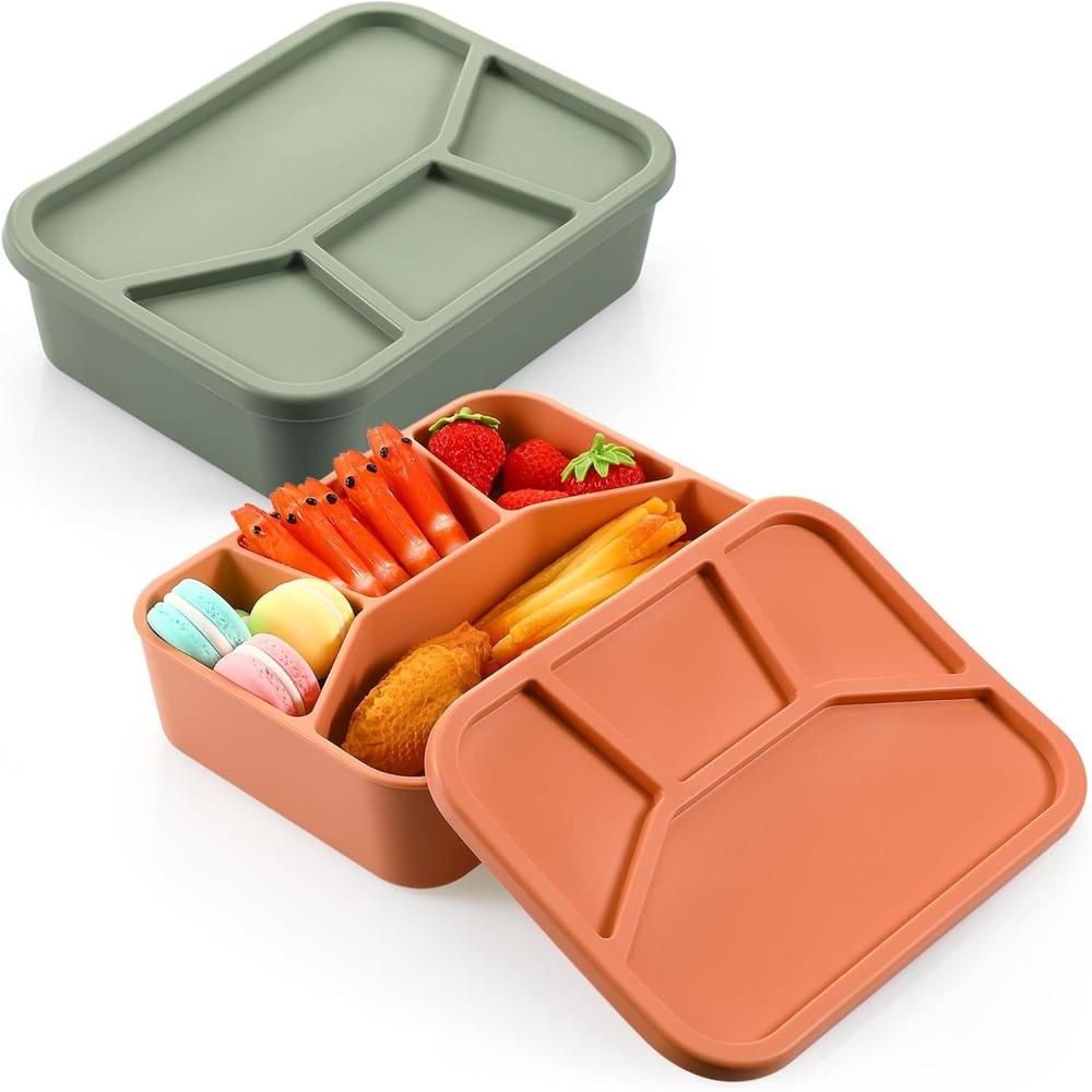 4 Compartment Silicone Lunch Box Microwave Safe Fresh-keeping Box Durable Food Container  Worker