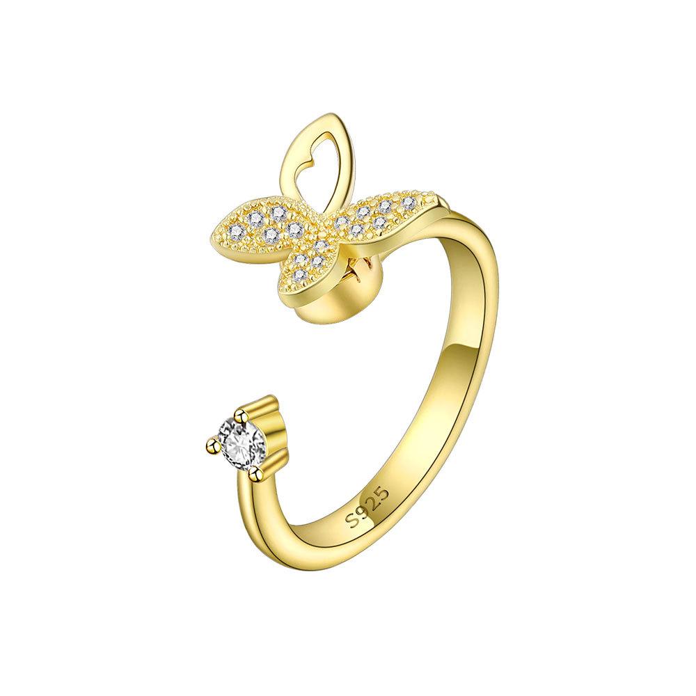 Anneaux Spinner Tourniquet Tournesol Cristal Brillant et Abeille Pour Femmes Anti Anxiété Contrôle Anti Stress Anneau Rotatif Cadeau Filles