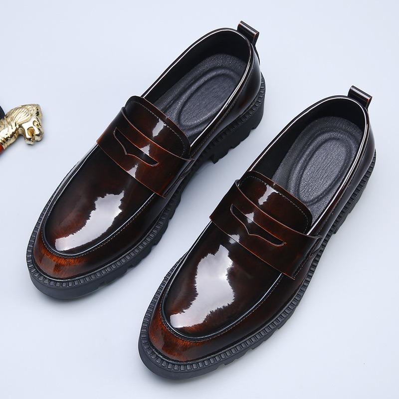 High-end polished leather shoes men's autumn new men's leather versatile breathable lazy one-pedal business casual shoes