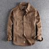 Camisas de hombre Moda Lavado Estilo N Uniforme Camisa de manga larga Bolsillos dobles para hombre Chaqueta informal juvenil Abrigo fino