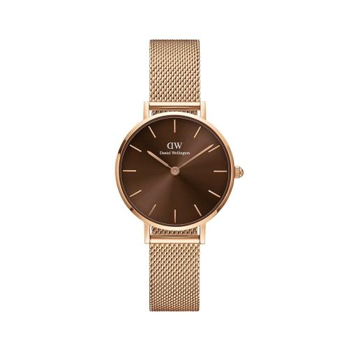 [Official Shop/2-Year Warranty/Authentic Import] Daniel Wellington DW Women's Petite Amber 32mm Watch, Stylish Rose Gold and Brown Watch, Popular, Cut