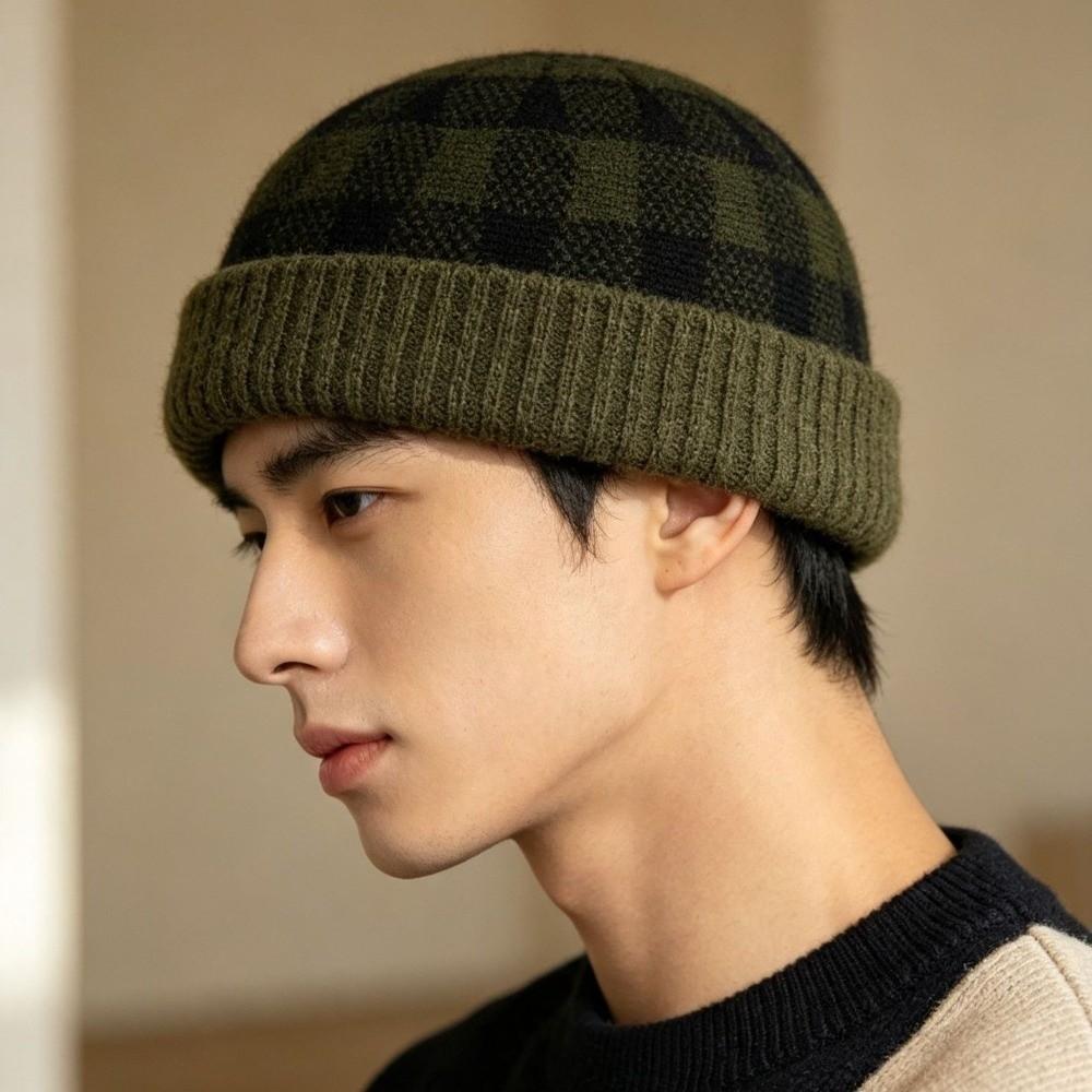 Polka Dot Melon Skin Hat Brimless Painter Hat Personalized Knitted Beanies Cap Men
