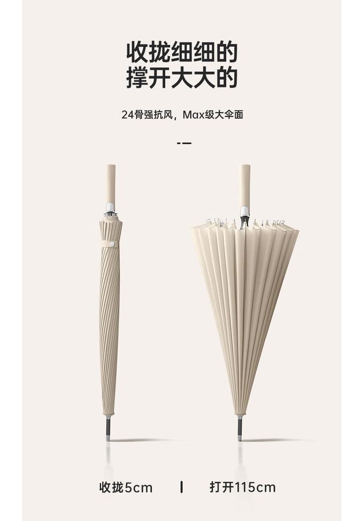 MAYDU 24 Bone Double Automatic Umbrella with Long Handle, Storm resistant, Large Clear Umbrella for Men's Business