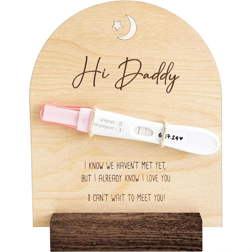In Stock Creative Wooden Pregnancy Test Commemorative Photo Frame - Hi Dad Wooden Plaque + Base + Inner Box
