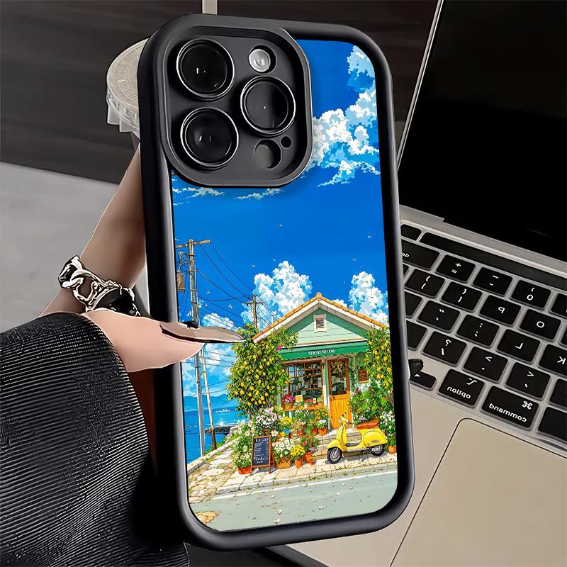Phone Case for iPhone 17 Air 16E 15 16 Pro Max Anime Aesthetic Scenery Cover 14 Plus 13 12 Mini Soft Shell Silicone Fundas