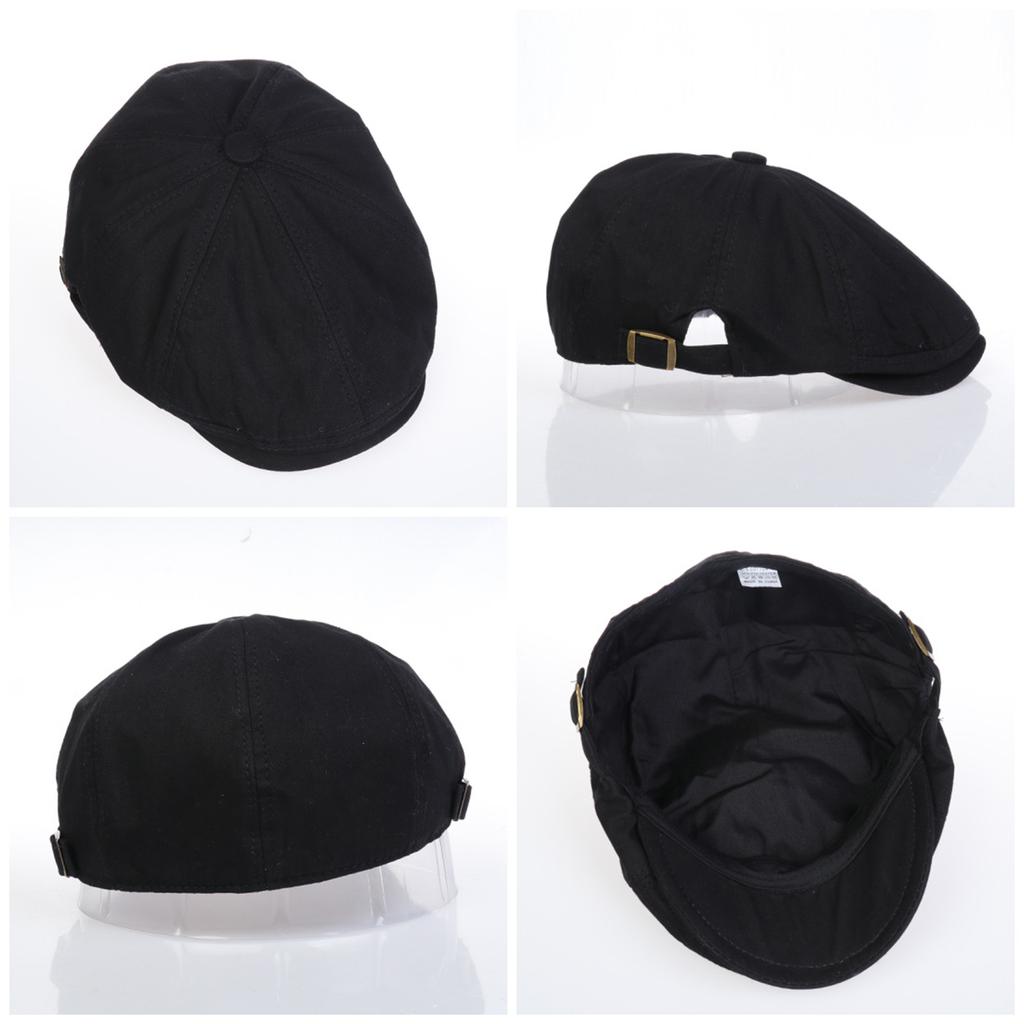 Men Women Vintage Solid Flat Cap 65% Cotton Newsboy Ivy Hat Adjustable Beret Painter Cap Retro British Forward Cap