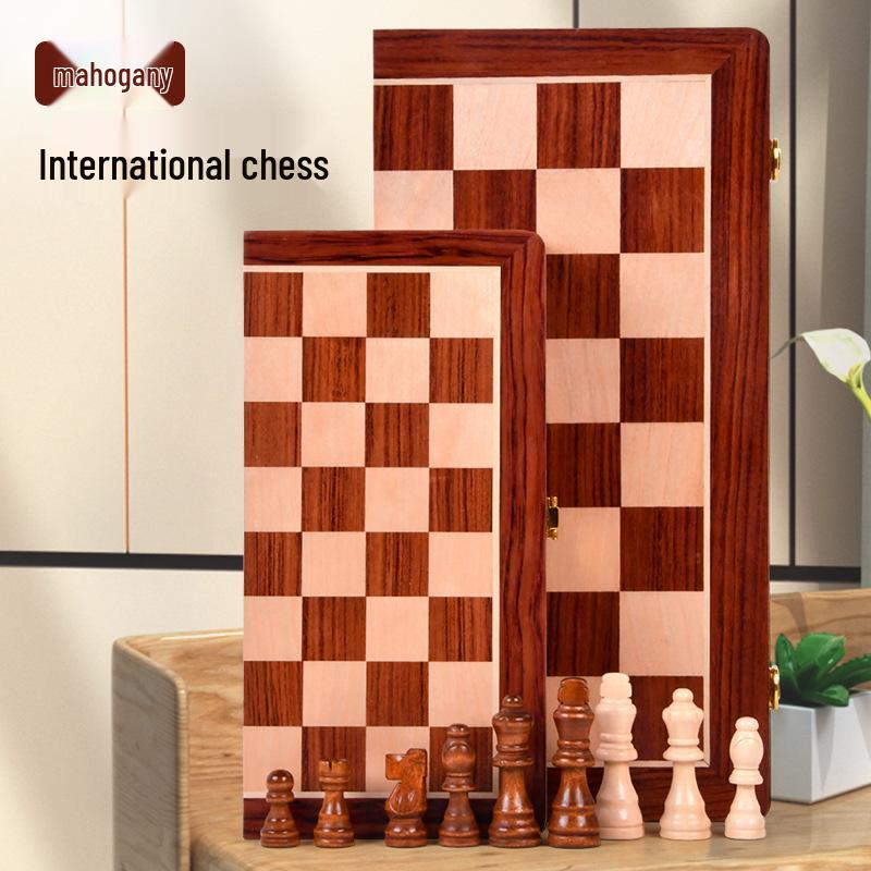 Premium Rosewood Magnetic Foldable Chess Set - High-Quality International Toy