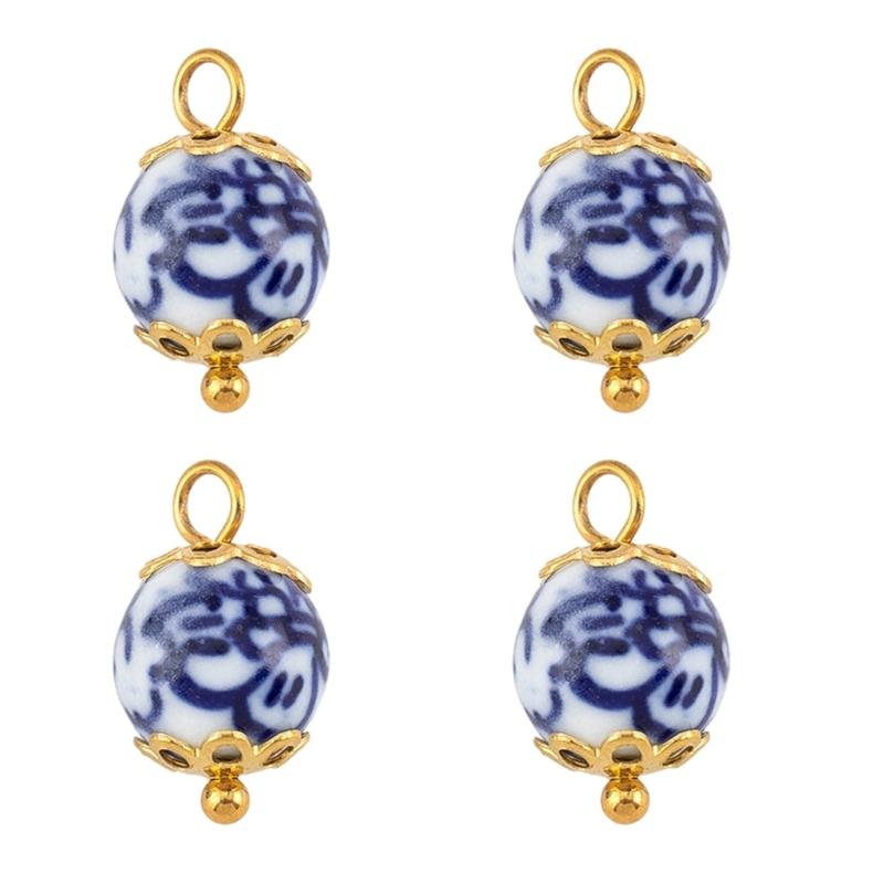 Traditional Auspicious Motif Ceramic DIY Accessories Combined With Sturdy Stainless Steel Components