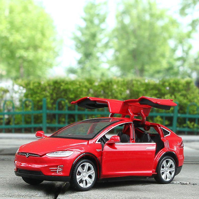 Tesla Model 132 X 90d Suv Diecast Model Car Soundlight Pull Back Kids Toy Gift