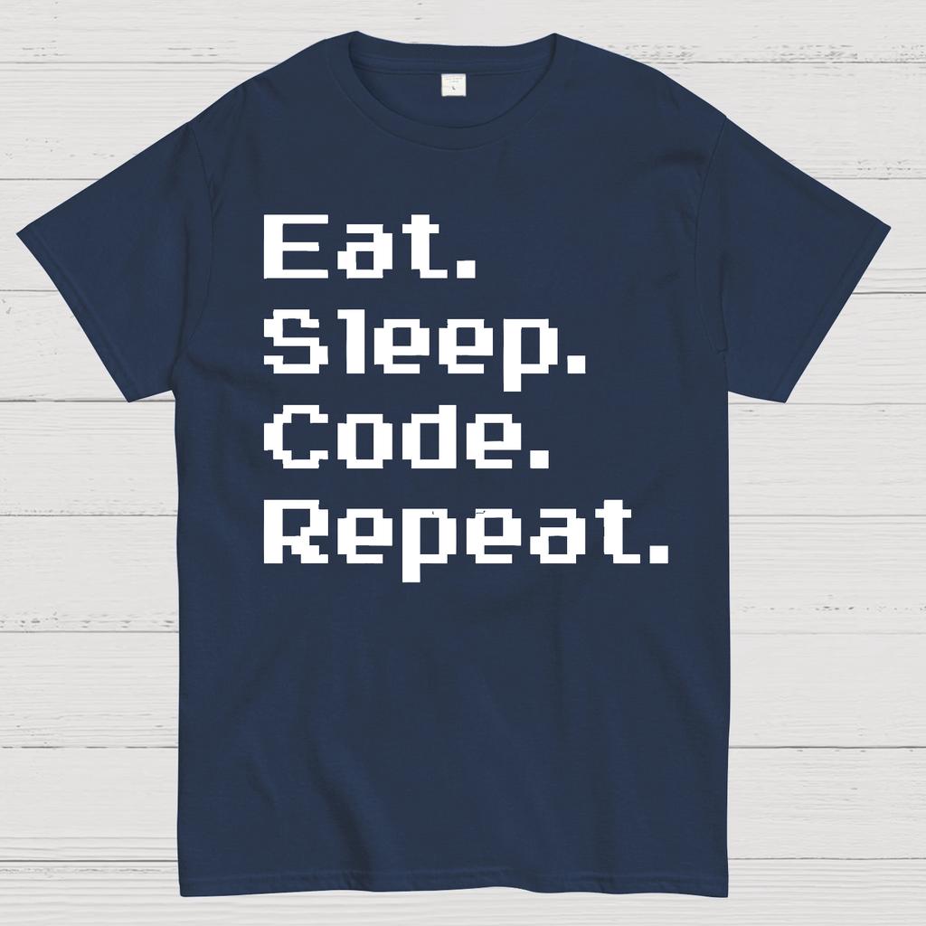 Eat Sleep Code Repeat Cotton Summer Casual Cool Loose T-Shirt