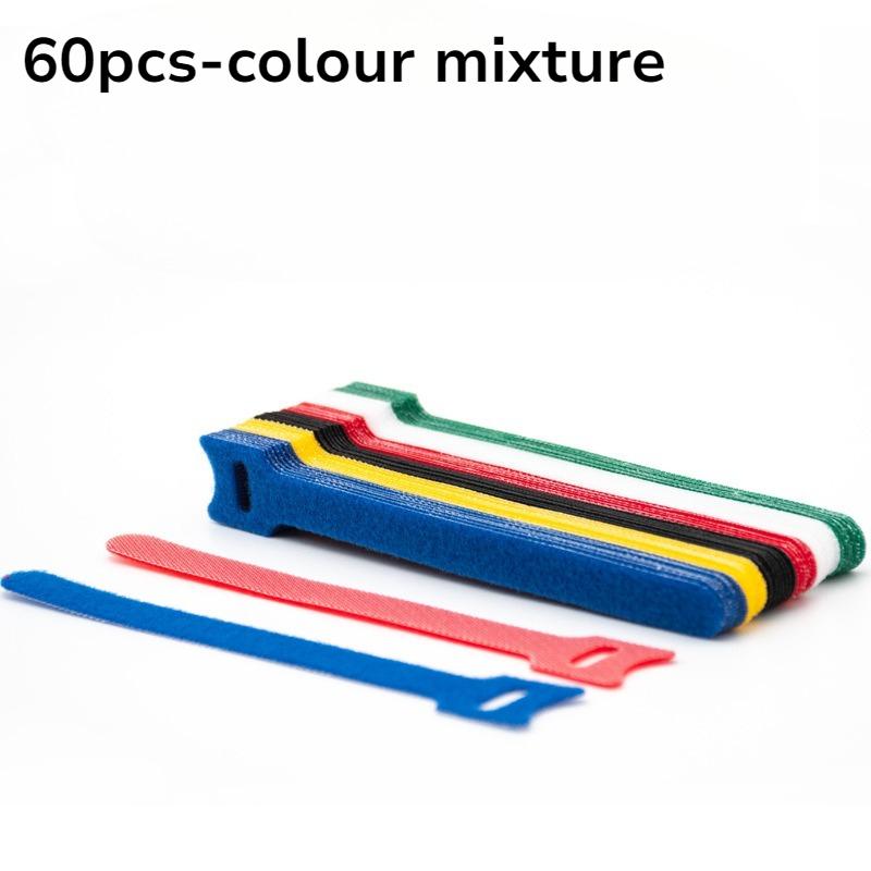 60PCS  T-shaped Hook and Loop Cable Tie Convenient Binding with Self-adhesive Cable Tie Curtain Wire Magic Belt Wire Organizer