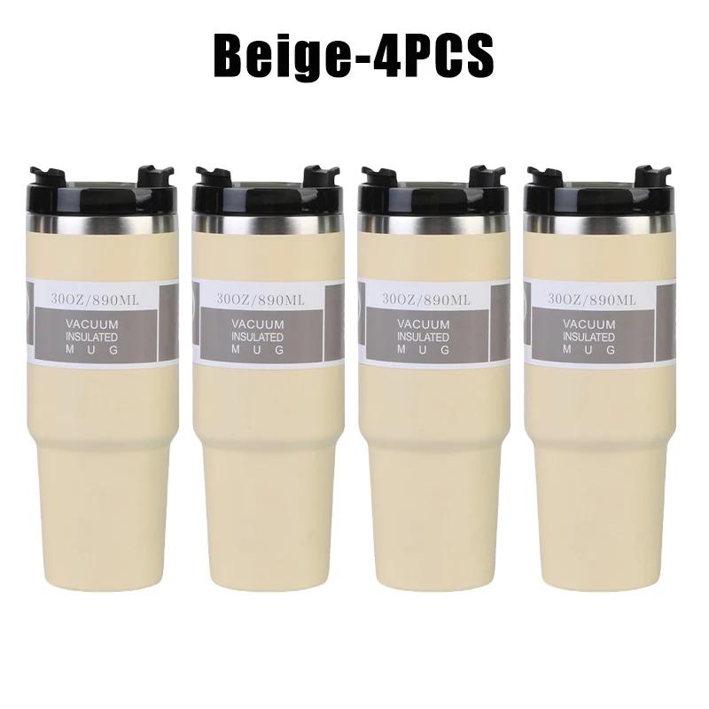 890ml High Quality Double Wall Cups 890ML Stainless Steel Portable Coffee Mug For Car With Lids Tumbler With Handle And Straw