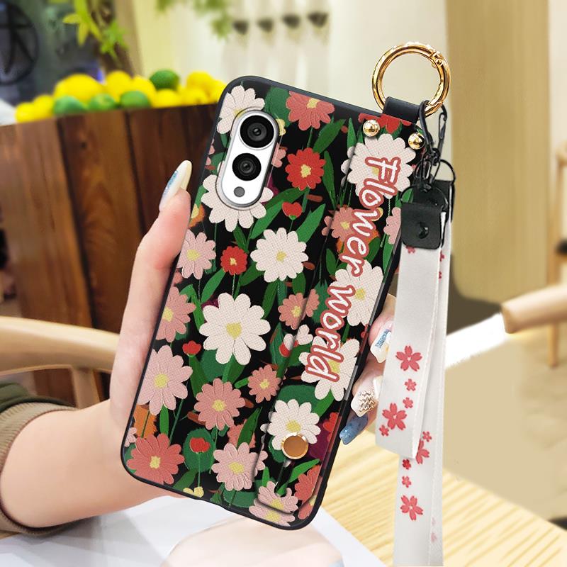 Wrist Strap Lanyard Phone Case For FCNT/Fujitsu Arrows N F-51C Silicone Fashion Design Anti-dust Durable Protective Ring