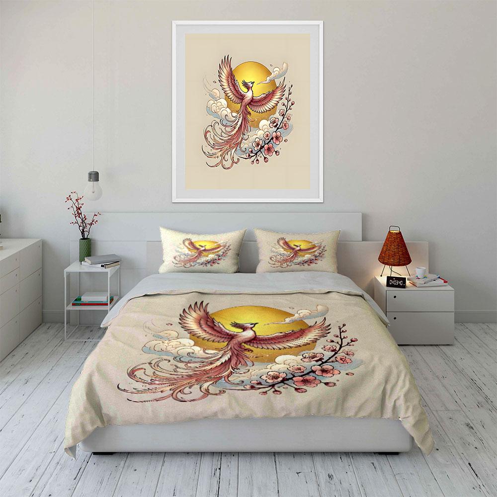 Phoenix Blossom Art Set Soft Comfortable Duvet Cover Bedding Set Included 1*Duvet Cover & 2*Pillowcases, Gift