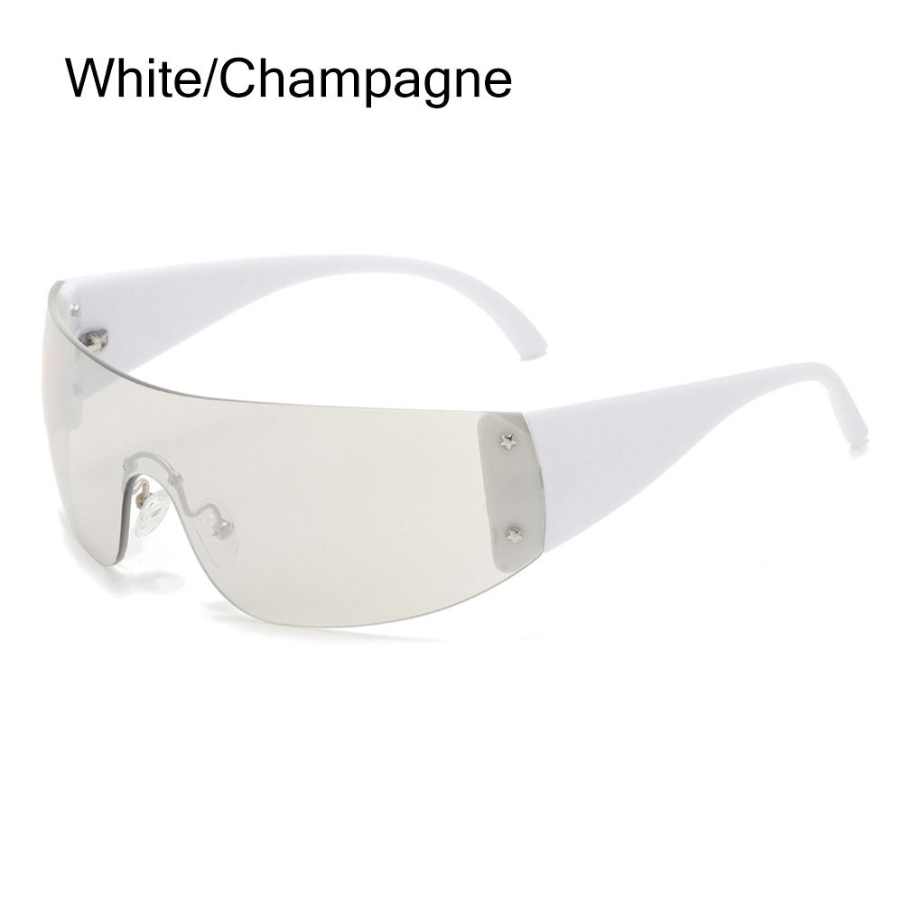 1pc Women Men Punk Y2K Sunglasses Trendy Rimless Star One Piece Goggles Oversized Wrap Around Shades 2000's Eyewear UV400