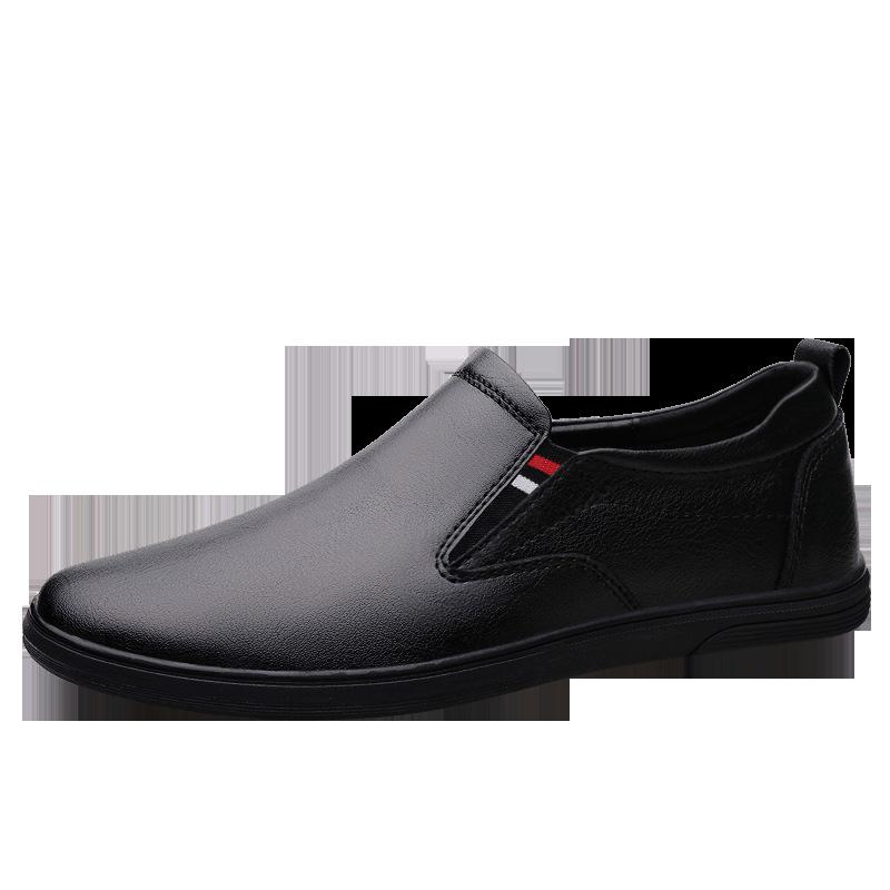 

Кожаная обувь осень первый слой коровья кожа деловая мягкая подошва одна педаль повседневная обувь большой размер круглый носок мужская обувь 37 чёрный