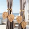 4Pcs Leaf Shape Curtain Tiebacks, Cotton Rope Curtain Holdbacks Home Decoration for Living Room Bedroom avocado green