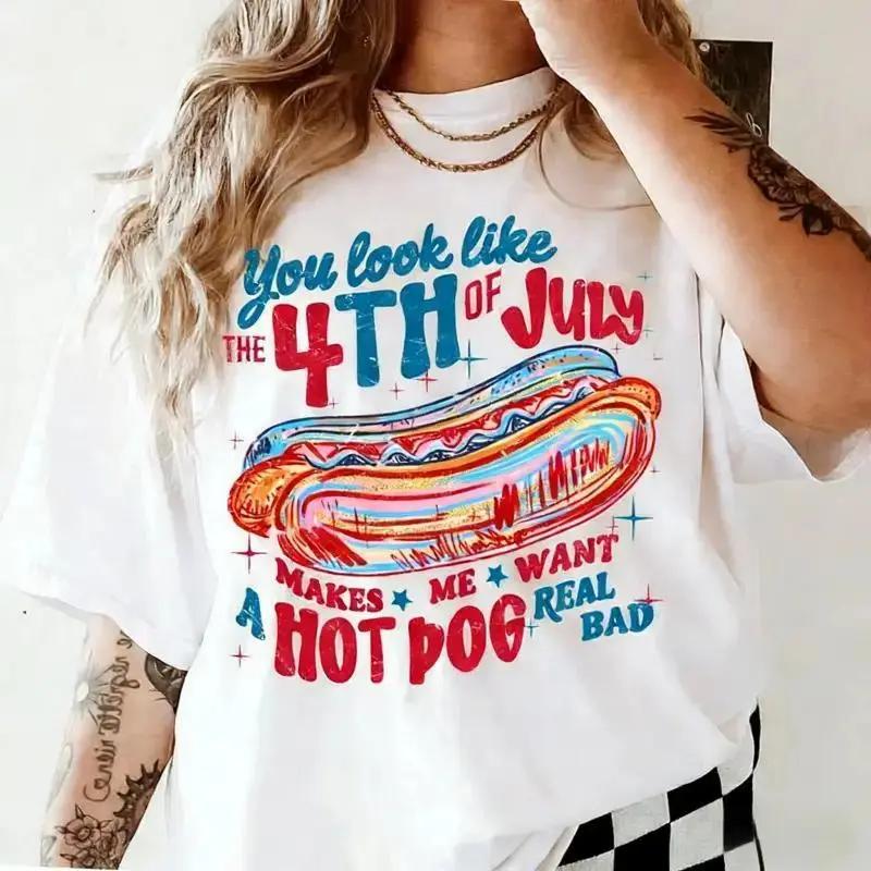 Graphic T-Shirt for Women, Casual USA-Printed 4th of July Top, Soft Breathable Fabric, Boho Chic Streetwear Apparel