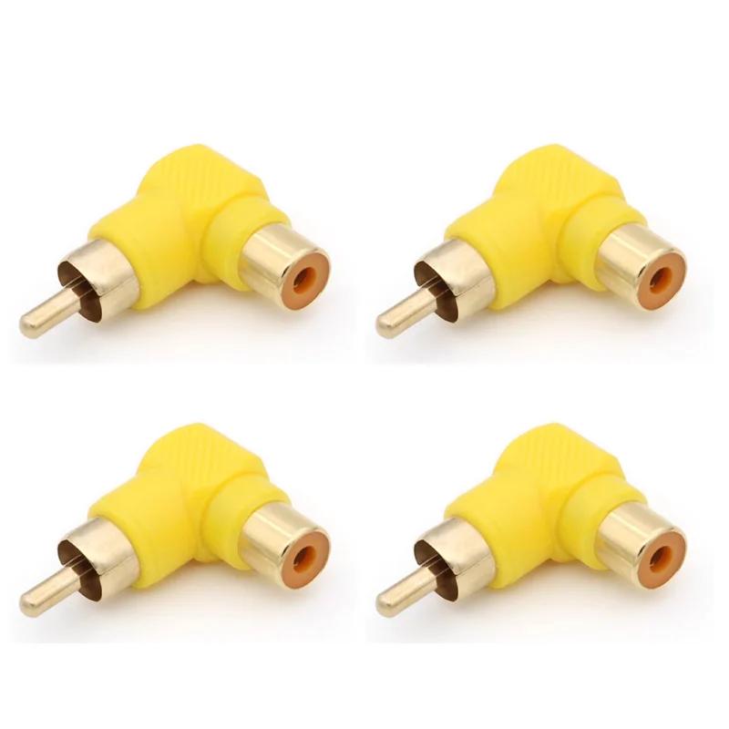 4Pcs Gold-Plated RCA Plug 90 Degree Right Angle Male Female Elbow Connector for Audio Video Adapter