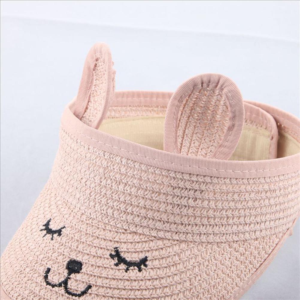 Süßer Sommer Kinder Katze Leere Oberseite Strohhut Sonnenschirm Lässiger Sonnenschutz Sonnencreme Strand Sonnenhut