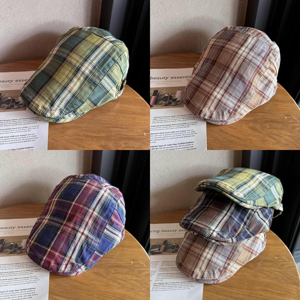 Summer Girls Lightweight Checkered Newsboy Cap With Breathable Fabric For Daily Fashion