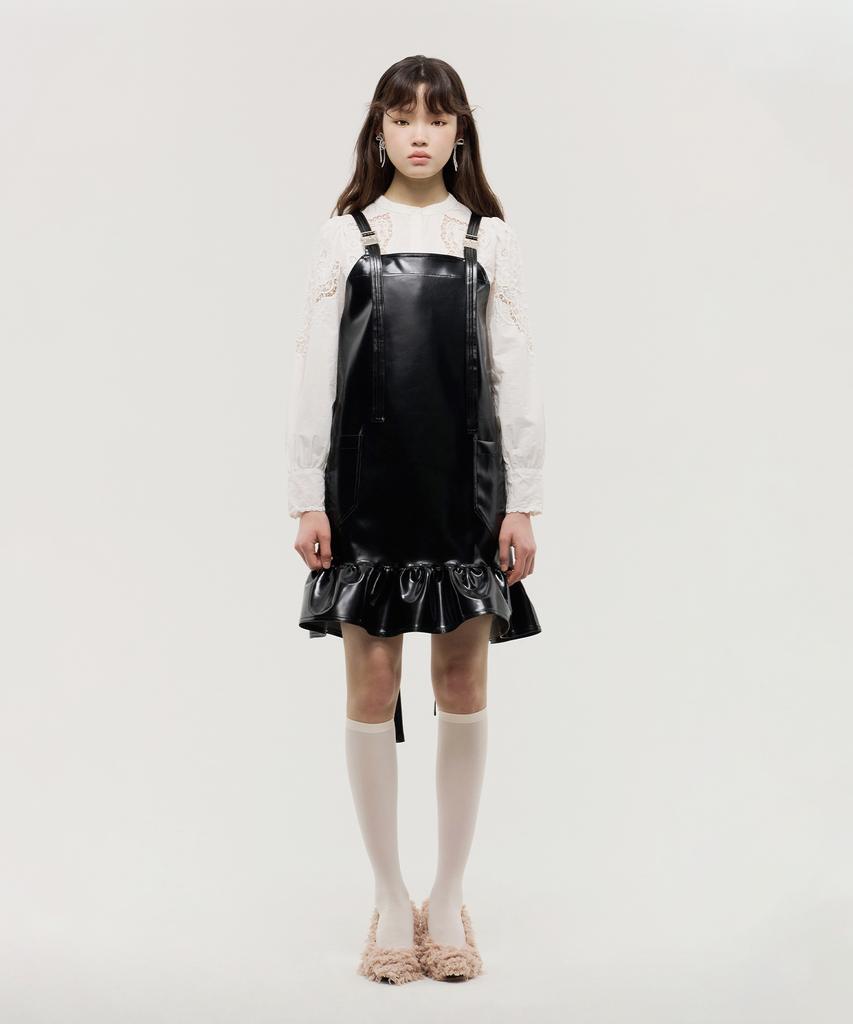 Eipeuleonwei Enamel Frill Apron Black