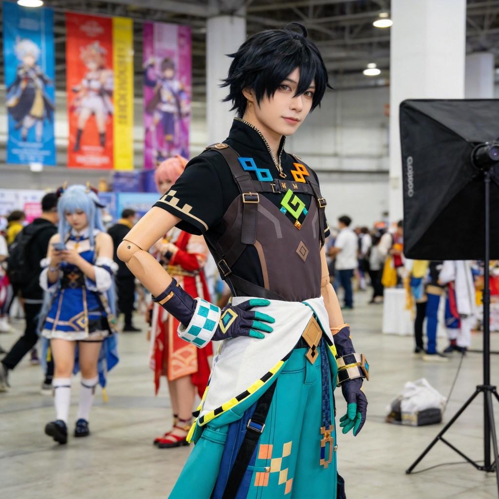 Genshin Impact Kiinichi Cos Costume Cosplay en Polyester Avec Accessoires Pour Fans d'Anime