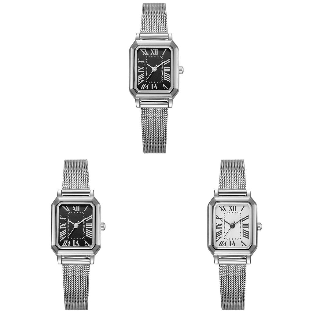 Vintage Square Student Watch With Metal Mesh Band For Women Casual Fashion