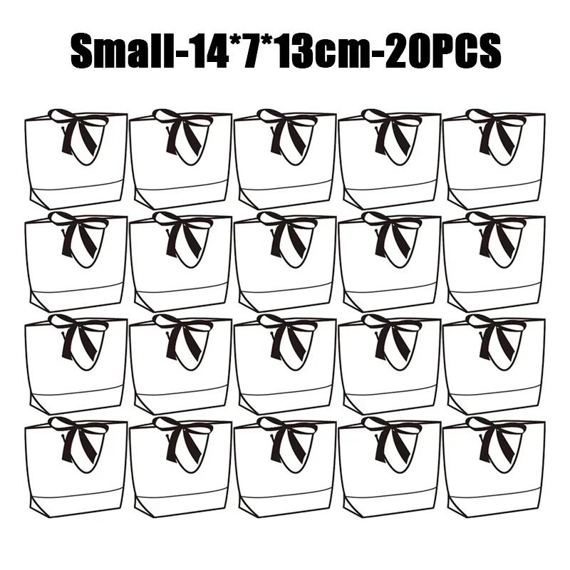 Portable Shopping Handbag White Cardboard Paper Tote With Black Border Gift Packing Bags Large Capacity Sundries Storage