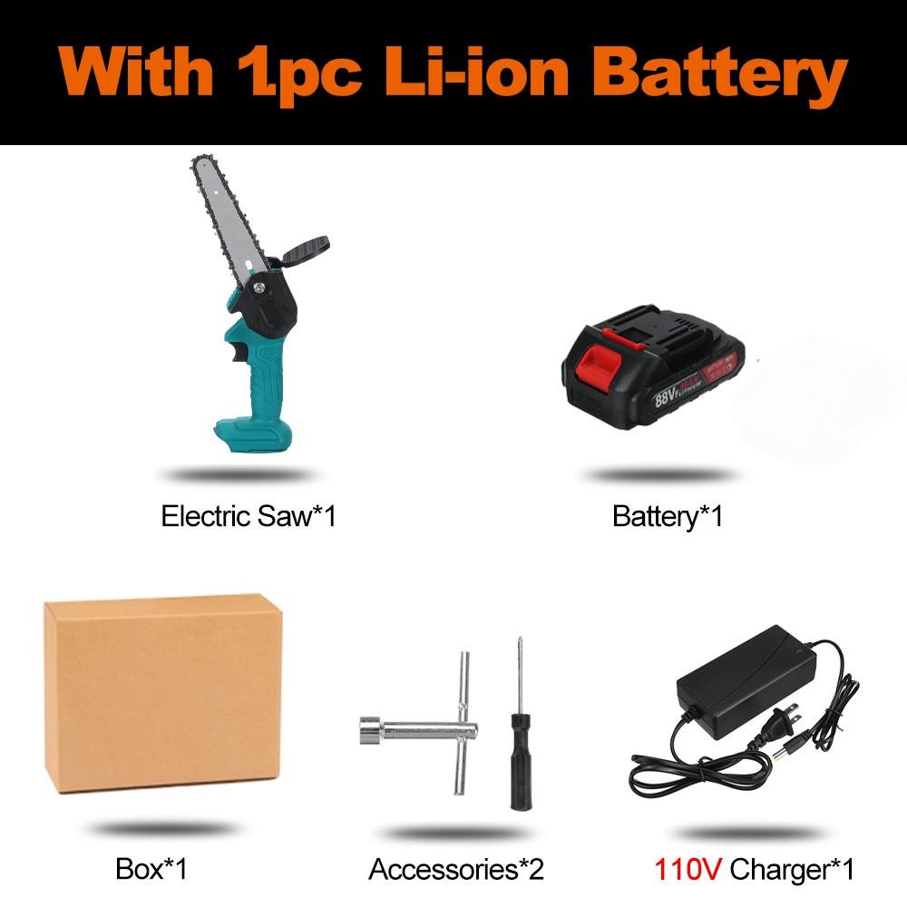 

88VF 6-дюймовая мини-электрическая пила, бензопила, садовая лесозаготовительная пила, деревообрабатывающие инструменты, фрезы по дереву для Makiita, аккумулятор 18 В 1 x Li-ion Battery