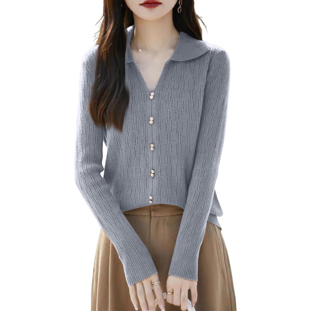 Women's Design Slimming Bottoming Sweater With Knitted Cardigan