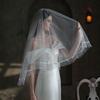 V853 European & American Satin Edge Double Layer Bridal Veil: Super Fairy White, Puffy Wedding, Travel Photoshoot Headwear