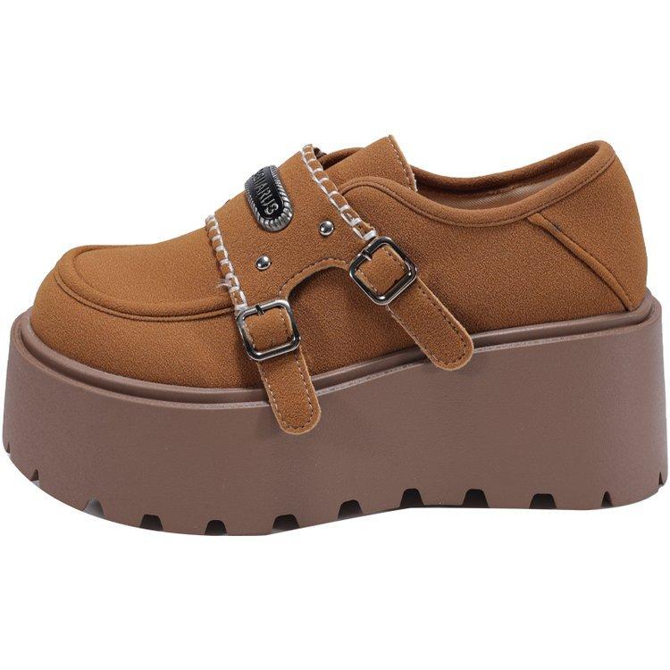 [Youshilai] Fashion Platform Loafers Women's 2025 Spring New Retro Temperament Casual Versatile Small Leather Shoes