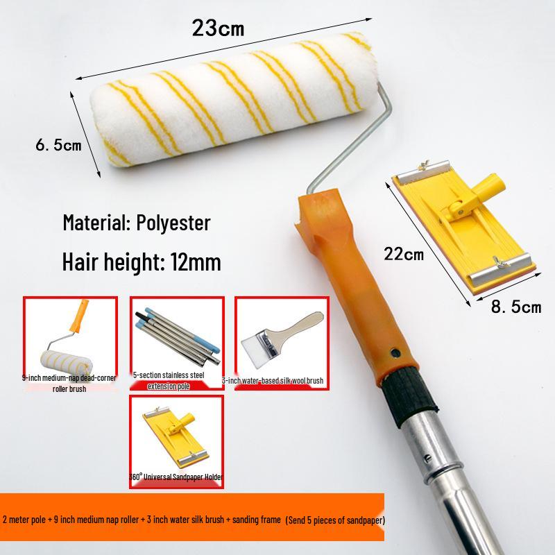 Adjustable Stainless Steel Telescopic Handle Waterproof Paint Roller Brush