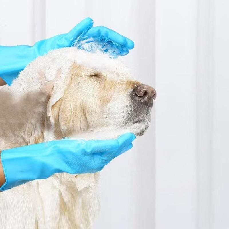 Pet Bath Gloves, Cat and Dog Gloves, Scratch-proof Pet Cleaning Gloves, Massage Durable Silicone Gloves Cleaning Brush