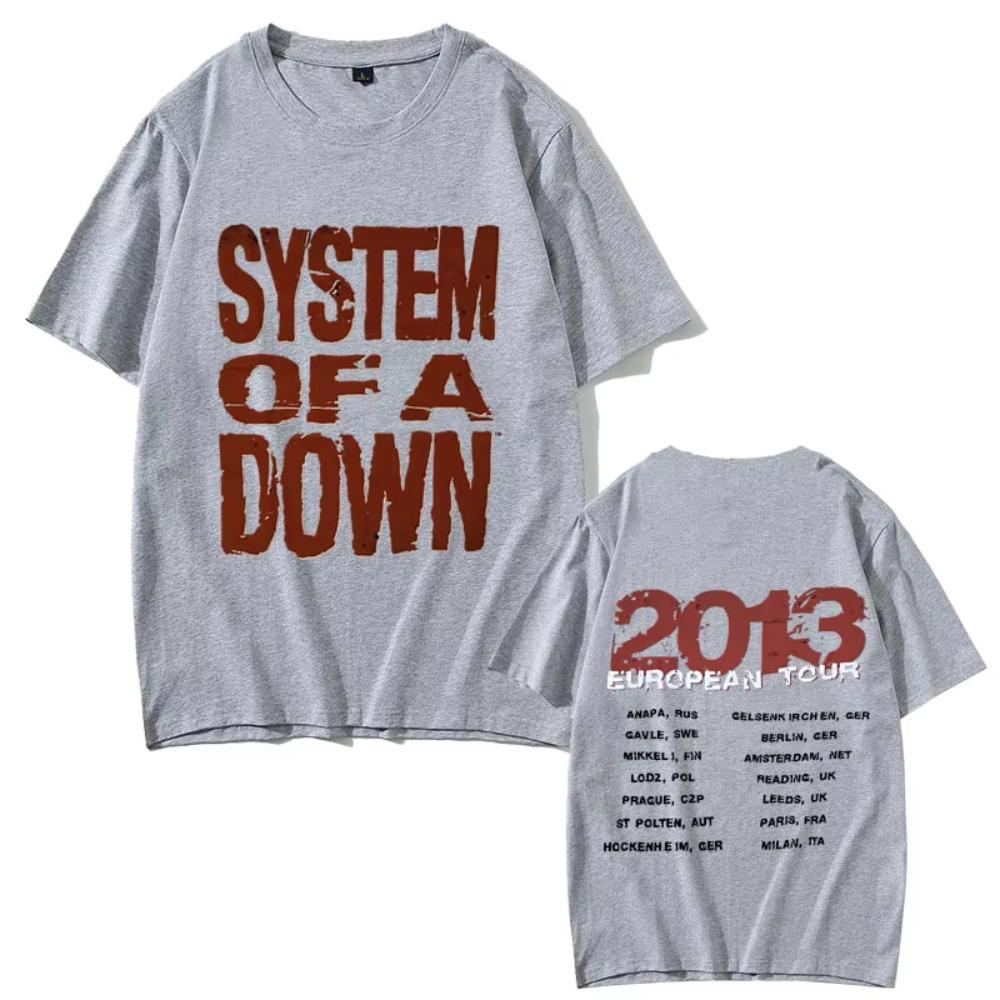 Limited Rock Band System of A Down European Tour 2013 Print T-shirts Male Fashion Tshirt Men Women Vintage Alternative Metal Tee