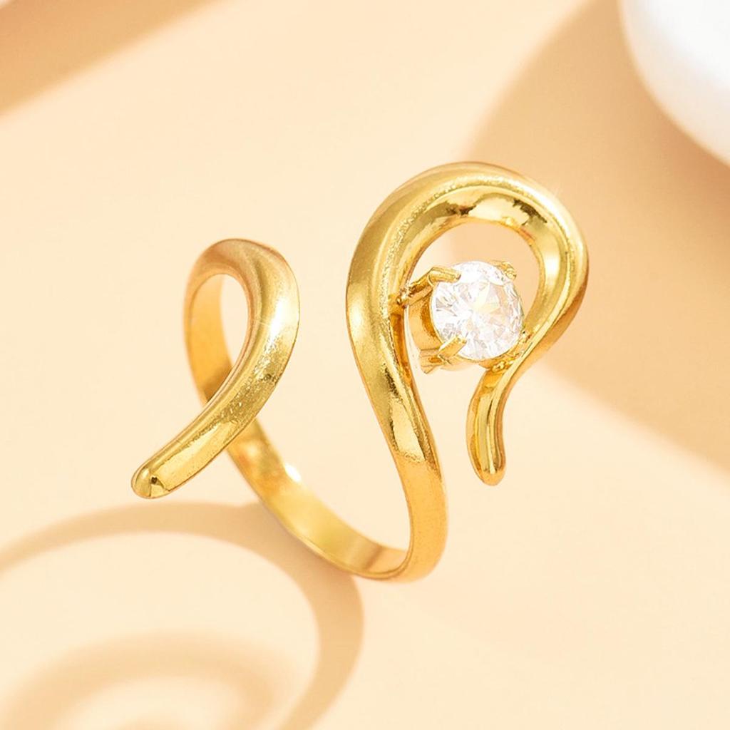 High-End Retro Titanium Steel Gold-Plated Irregular Design Open Ring