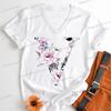 Watercolor Letter C Print Women Vneck Tshirts 26 Initials Flower Retro Classic Tops Alphabet Floral Womens Birthday Gift Tees